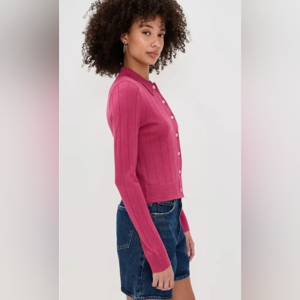 RE/DONE Caroline Ribbed Merino Wool And Silk Cardigan - Picture 4 of 13